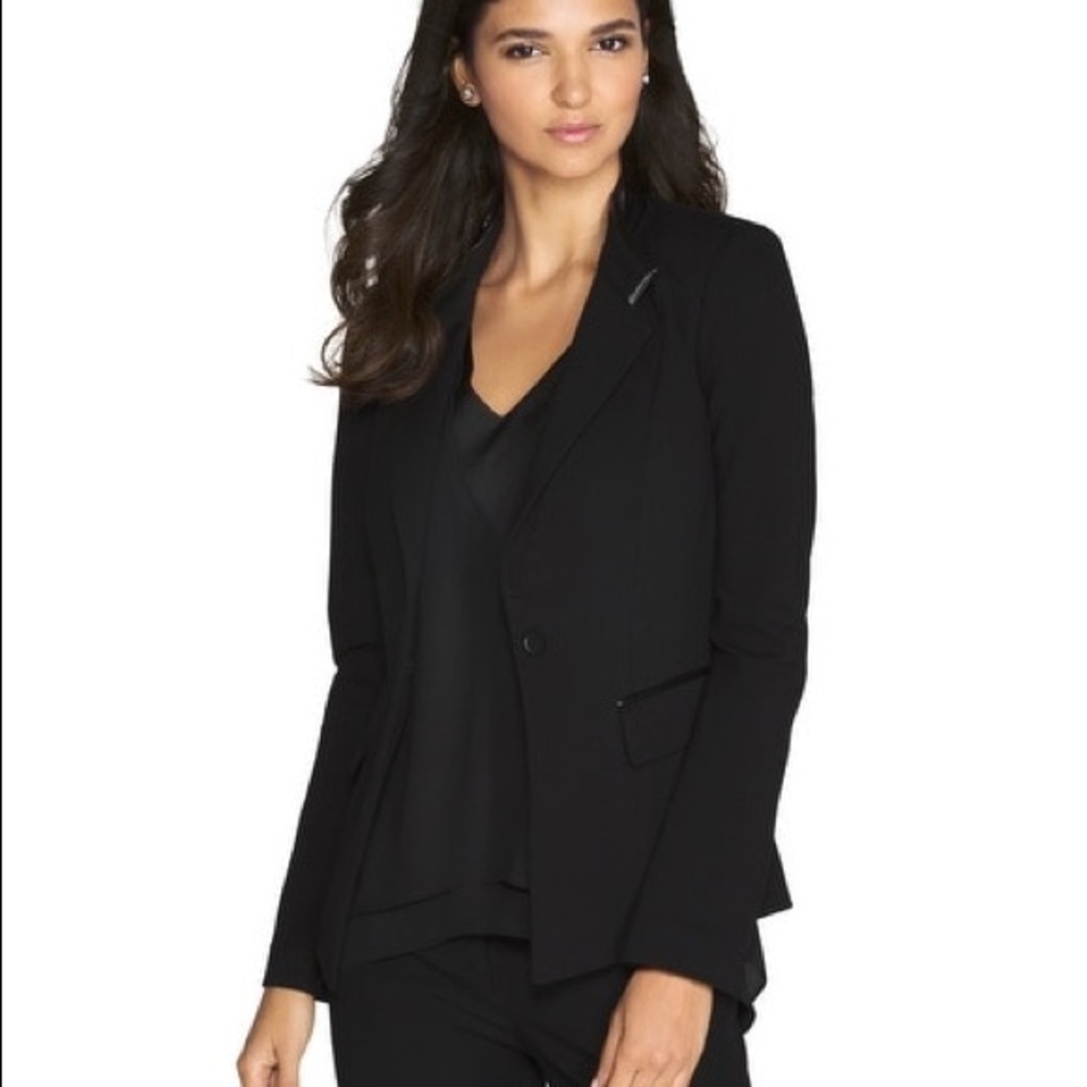 Pleather trim formal/casual jacket